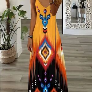 Colorful Geometric Maxi Dress